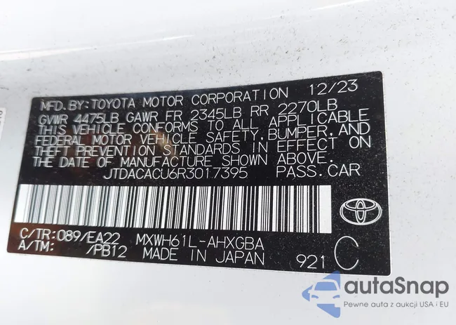 JTDACACU6R3017395: 44575225