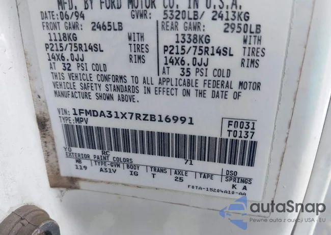 1FMDA31X7RZB16991: 44575321