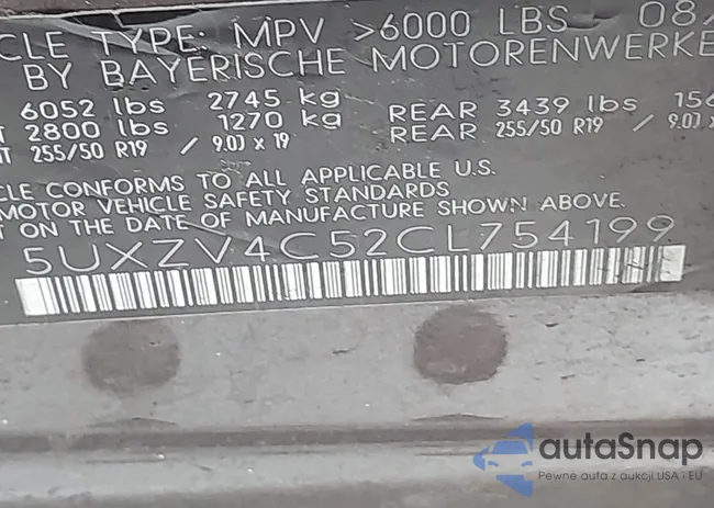 5UXZV4C52CL754199: 44576544