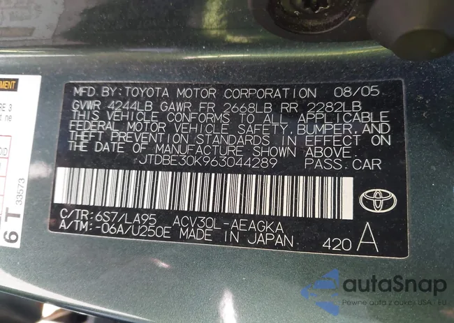 JTDBE30K963044289: 44576638