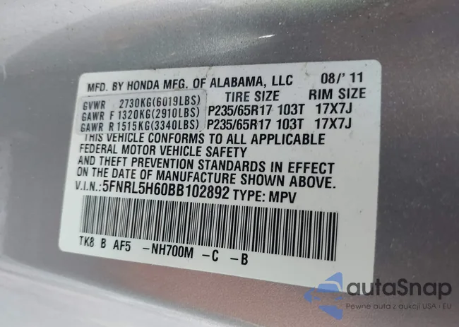 5FNRL5H60BB102892: 44576694