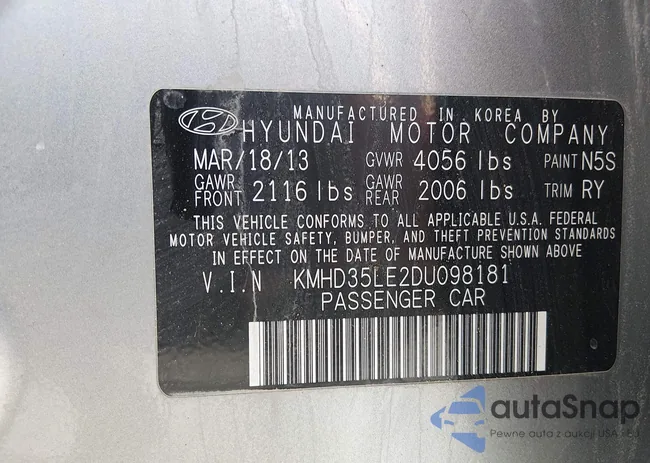 KMHD35LE2DU098181: 44576928