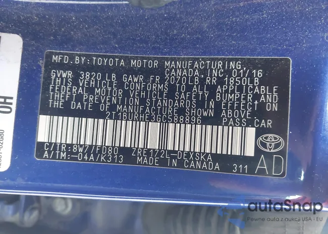 2T1BURHE3GC588896: 44577054