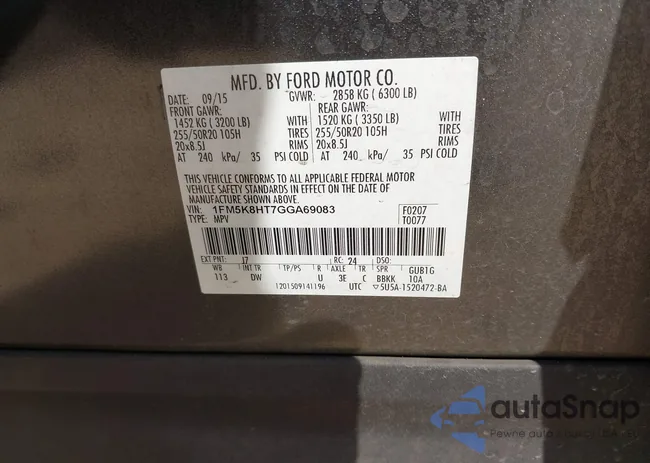 1FM5K8HT7GGA69083: 44576290