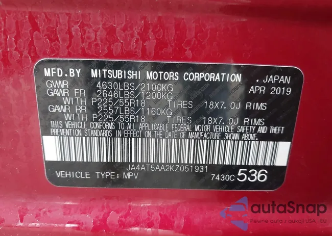 JA4AT5AA2KZ051931: 44576346