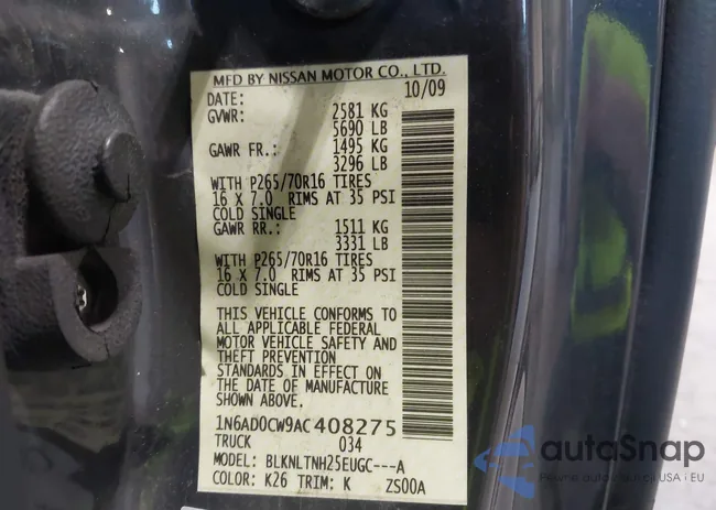 1N6AD0CW9AC408275: 44576408