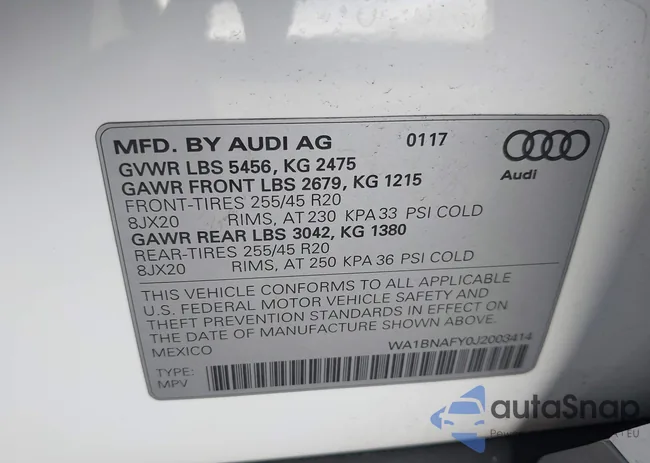 WA1BNAFY0J2003414: 44576446