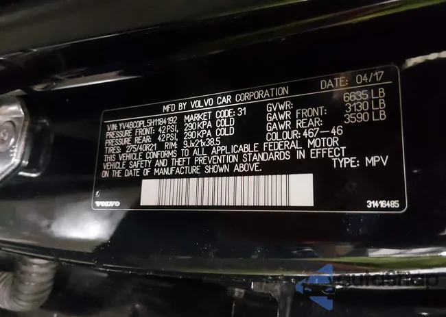 YV4BC0PL5H1184192: 44577534