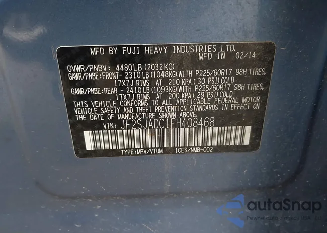 JF2SJADC1FH408468: 44577897