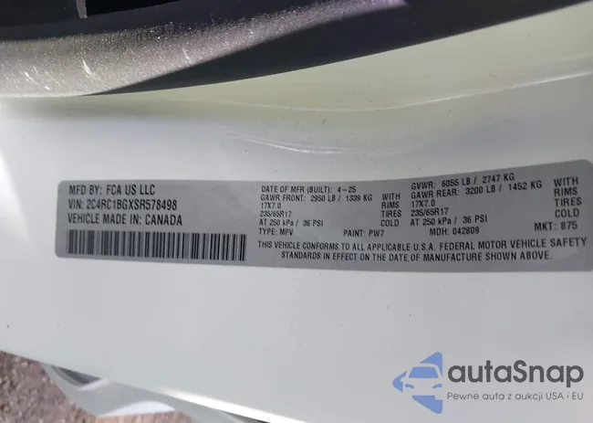 2C4RC1BGXSR578498: 44578743