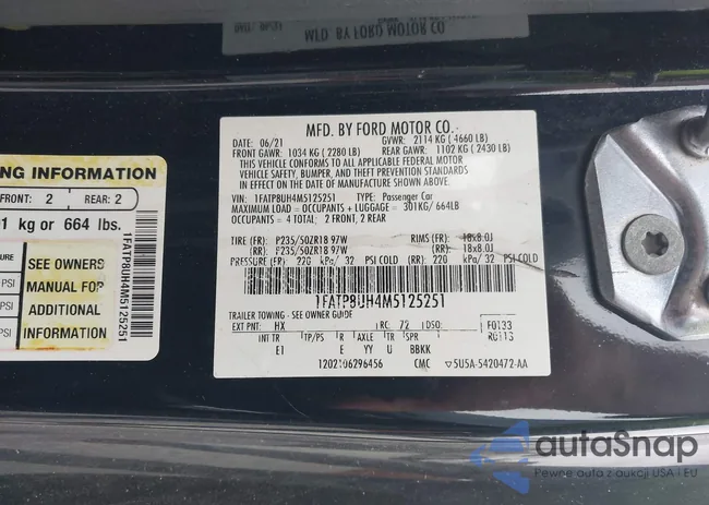 1FATP8UH4M5125251: 44578950