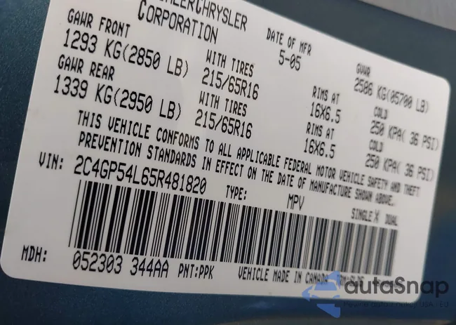 2C4GP54L65R481820: 44578156