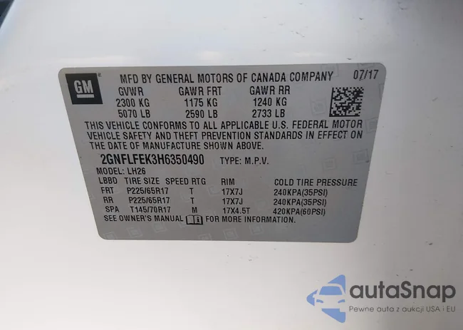 2GNFLFEK3H6350490: 44578434