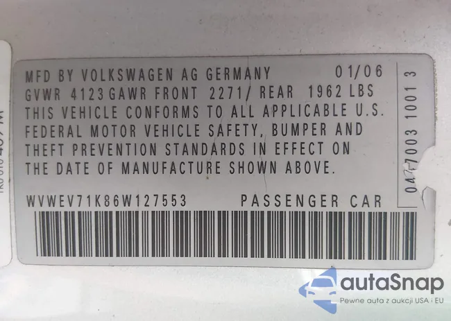 WVWEV71K86W127553: 44579814