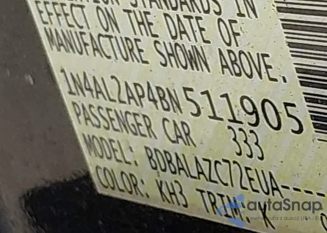 1N4AL2AP4BN511905: 44580084