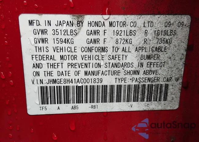 JHMGE8H41AC001839: 44580525