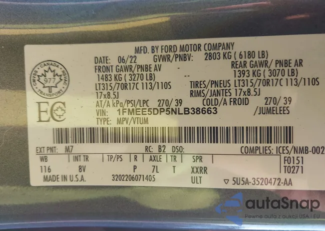 1FMEE5DP5NLB38663: 44580590