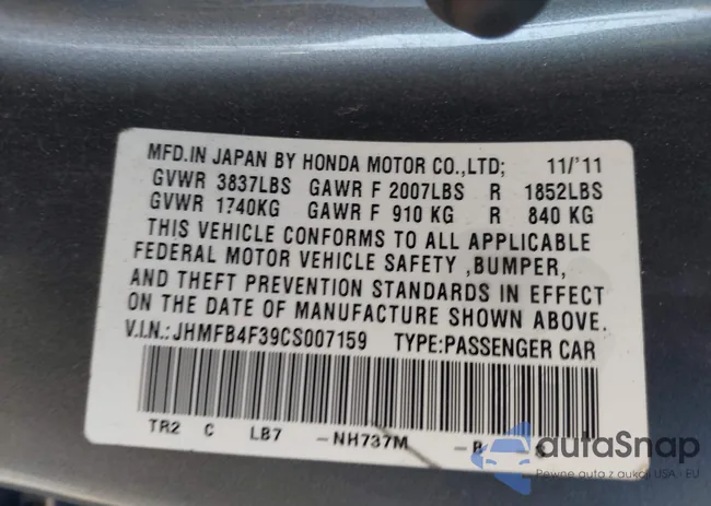 JHMFB4F39CS007159: 44580637