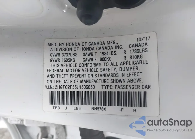 2HGFC2F55JH506650: 44580243