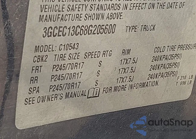 3GCEC13C68G205600: 44580313