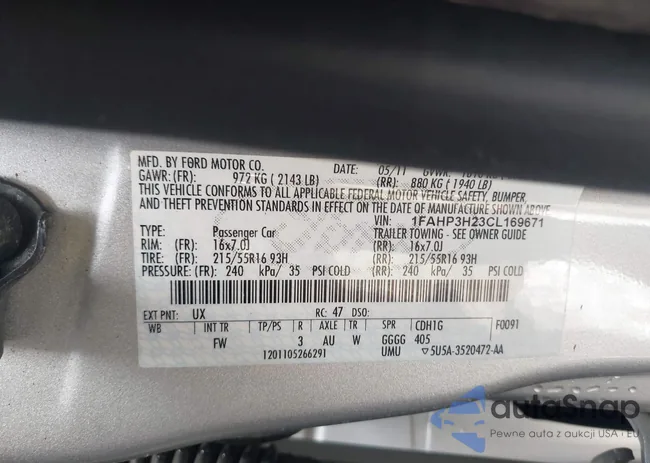 1FAHP3H23CL169671: 44581534