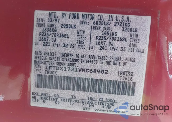 1FTDX1721VNC68902: 44581727