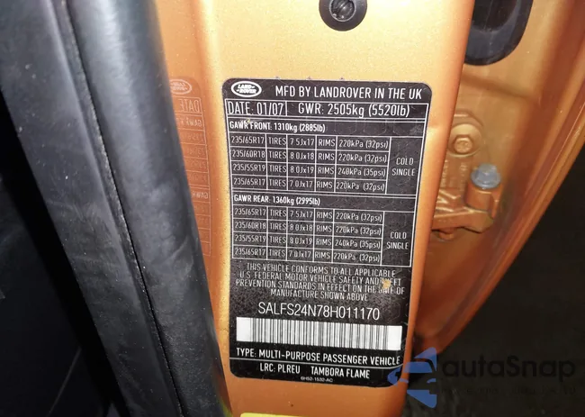 SALFS24N78H011170: 44581761