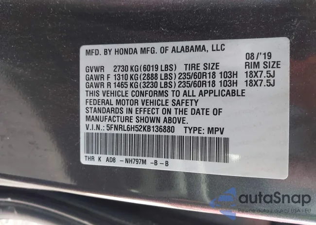 5FNRL6H52KB136880: 44581133