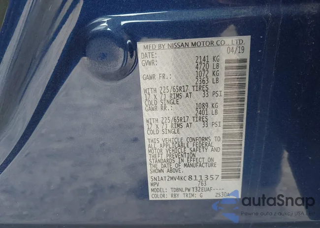 5N1AT2MV4KC811357: 44582503