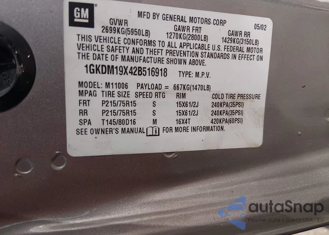 1GKDM19X42B516918: 44583007