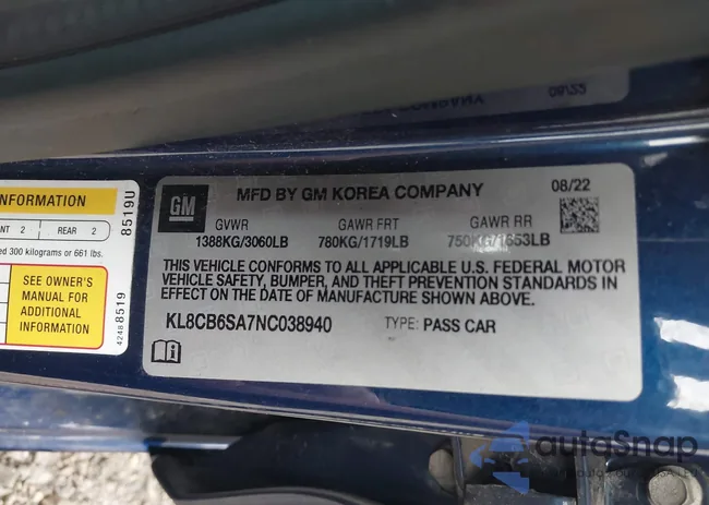 KL8CB6SA7NC038940: 44583590