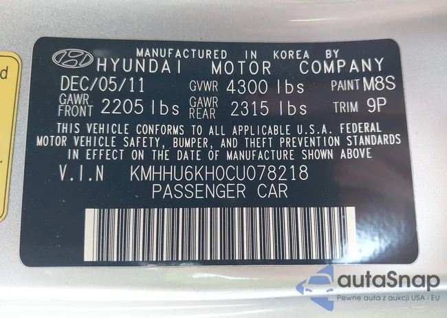 KMHHU6KH0CU078218: 44583970