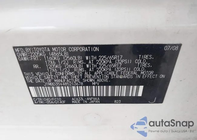 JTMBD35V485213678: 44584094