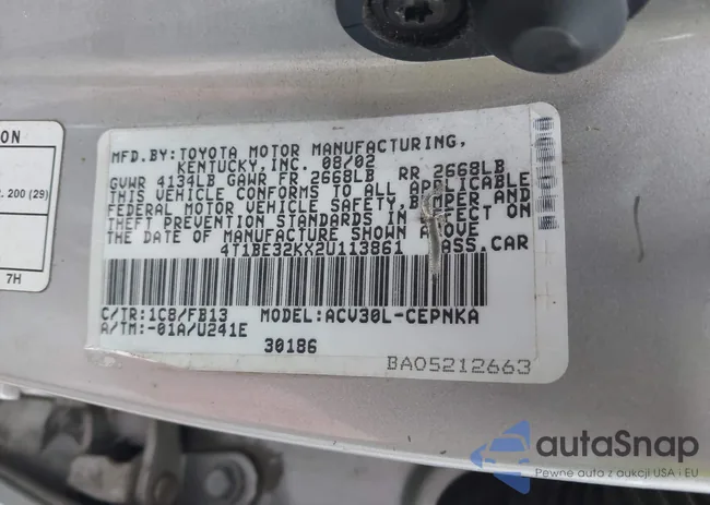 4T1BE32KX2U113861: 44583449