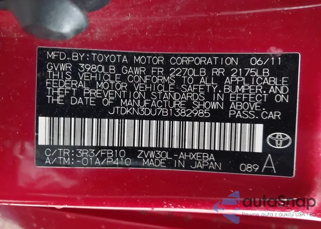 JTDKN3DU7B1382985: 44584500