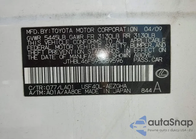 JTHBL46F595089596: 44584556