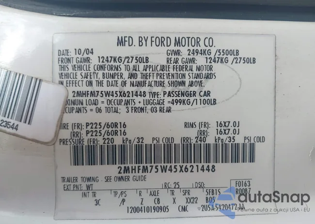 2MHFM75W45X621448: 44584563