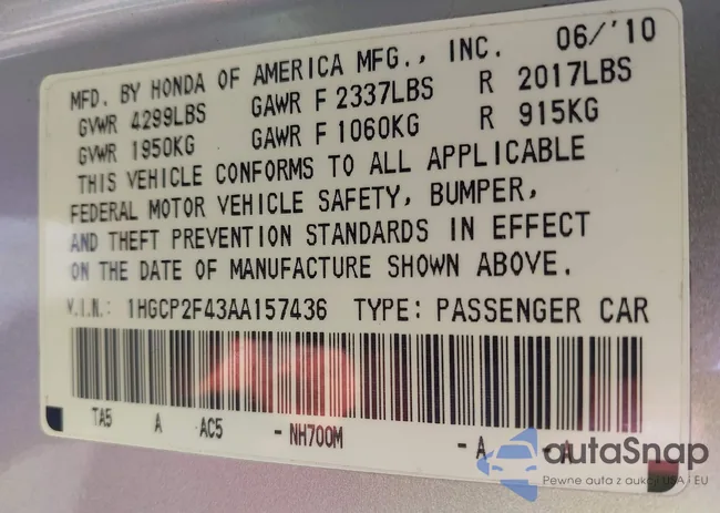 1HGCP2F43AA157436: 44584603