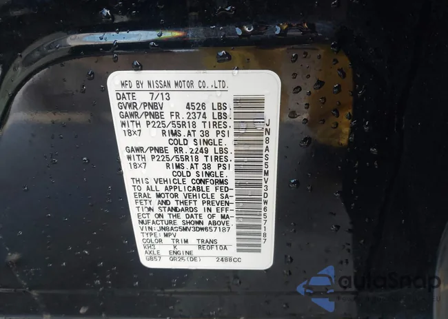 JN8AS5MV3DW657187: 44584721