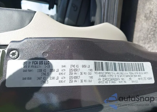 2C4RDGCG0KR622474: 44584794