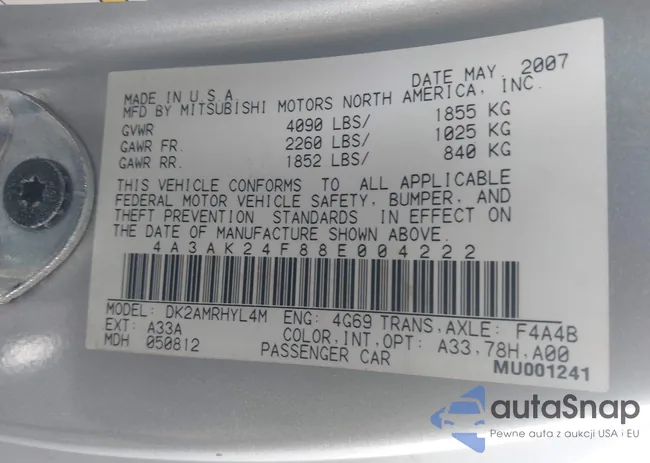 4A3AK24F88E004222: 44584904