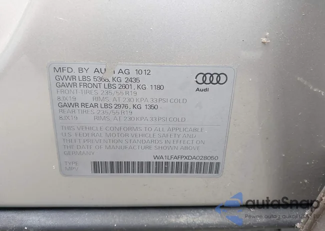 WA1LFAFPXDA028050: 44584945