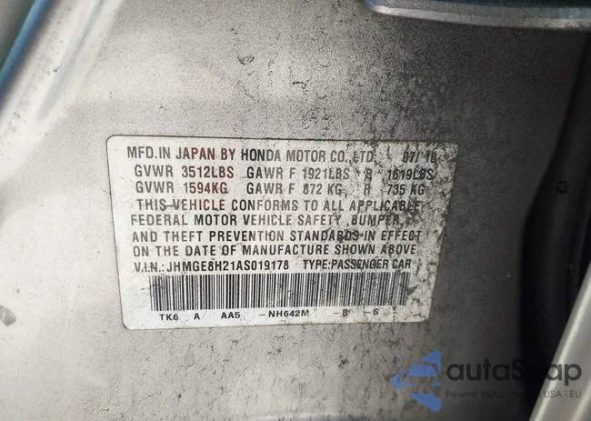 JHMGE8H21AS019178: 44584956