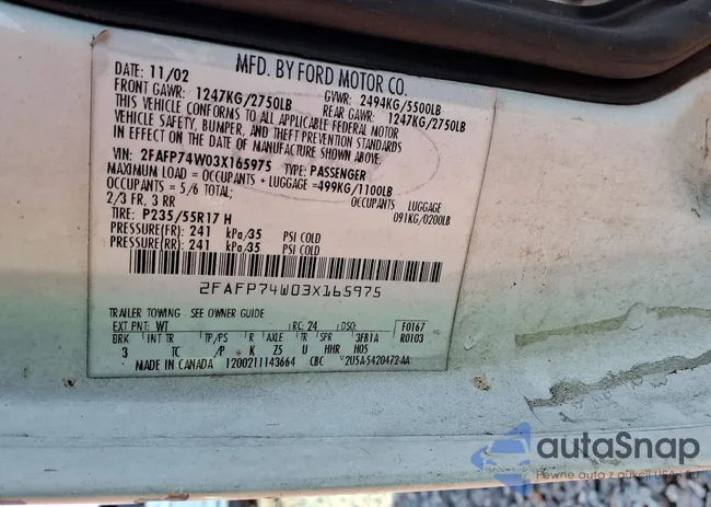 2FAFP74W03X165975: 44584330