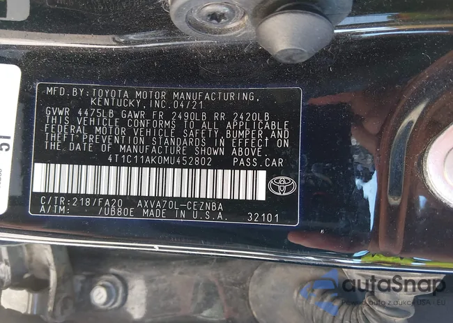 4T1C11AK0MU452802: 44584365