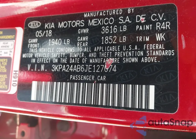 3KPA24AB6JE127074: 44584371