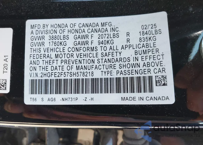 2HGFE2F57SH578218: 44584418