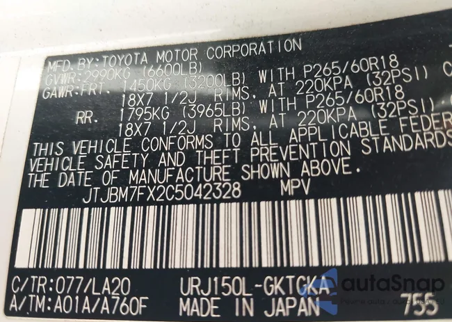 JTJBM7FX2C5042328: 44584431