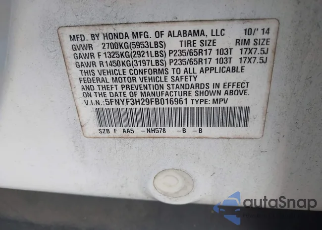 5FNYF3H29FB016961: 44584449