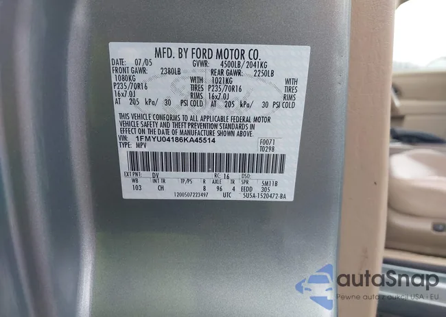 1FMYU04186KA45514: 44585520